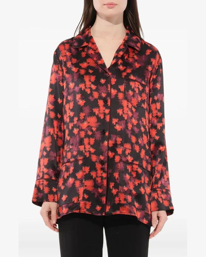 Givenchy Seidenhemd mit floralem Print - Schwarz Schwarz