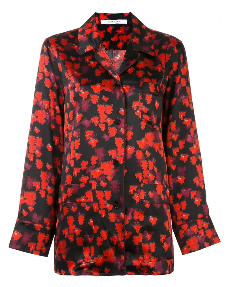 Givenchy Seidenhemd mit floralem Print - Schwarz Schwarz