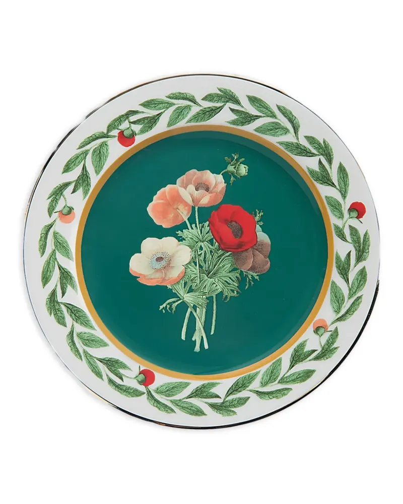 La DoubleJ Teller mit Blumenmotiv (2er-Set) - Grün Grün