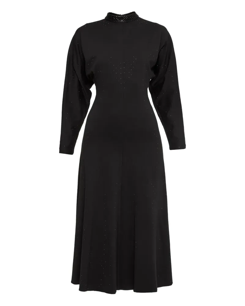 NISSA rhinestone-embellished midi dress - Schwarz Schwarz