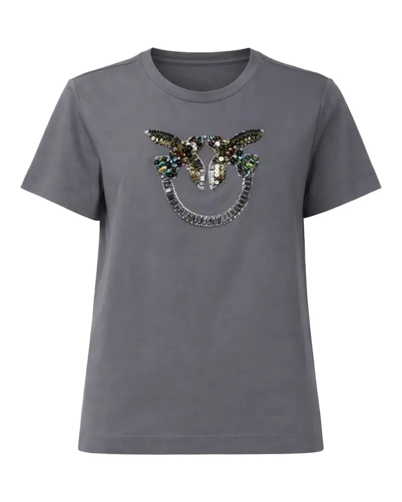Pinko Quentin embellished cotton T-shirt - Grau Grau