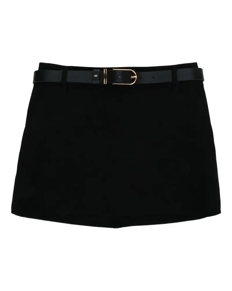 Elisabetta Franchi double layer crêpe miniskirt with belt - Schwarz Schwarz
