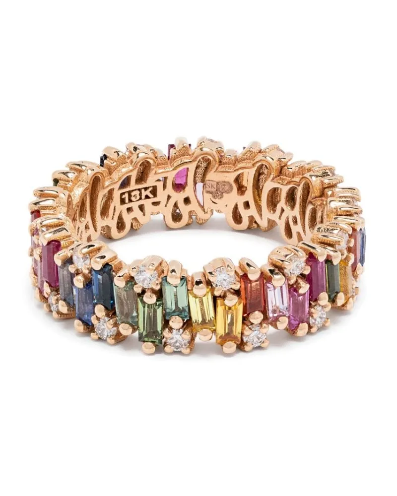 Suzanne Kalan 18kt Shimmer Alaia Rainbow Rotgoldring mit Saphir Gold