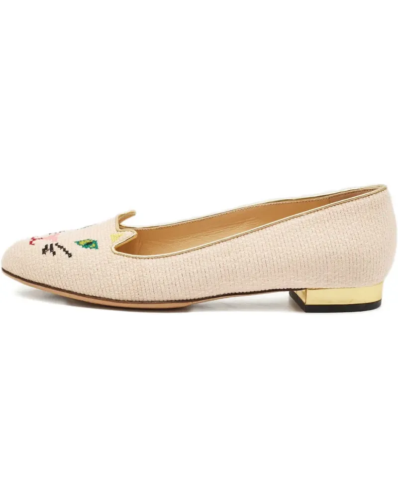 Charlotte Olympia Pre-owned Kitty Loafer mit Stickerei - Nude Nude