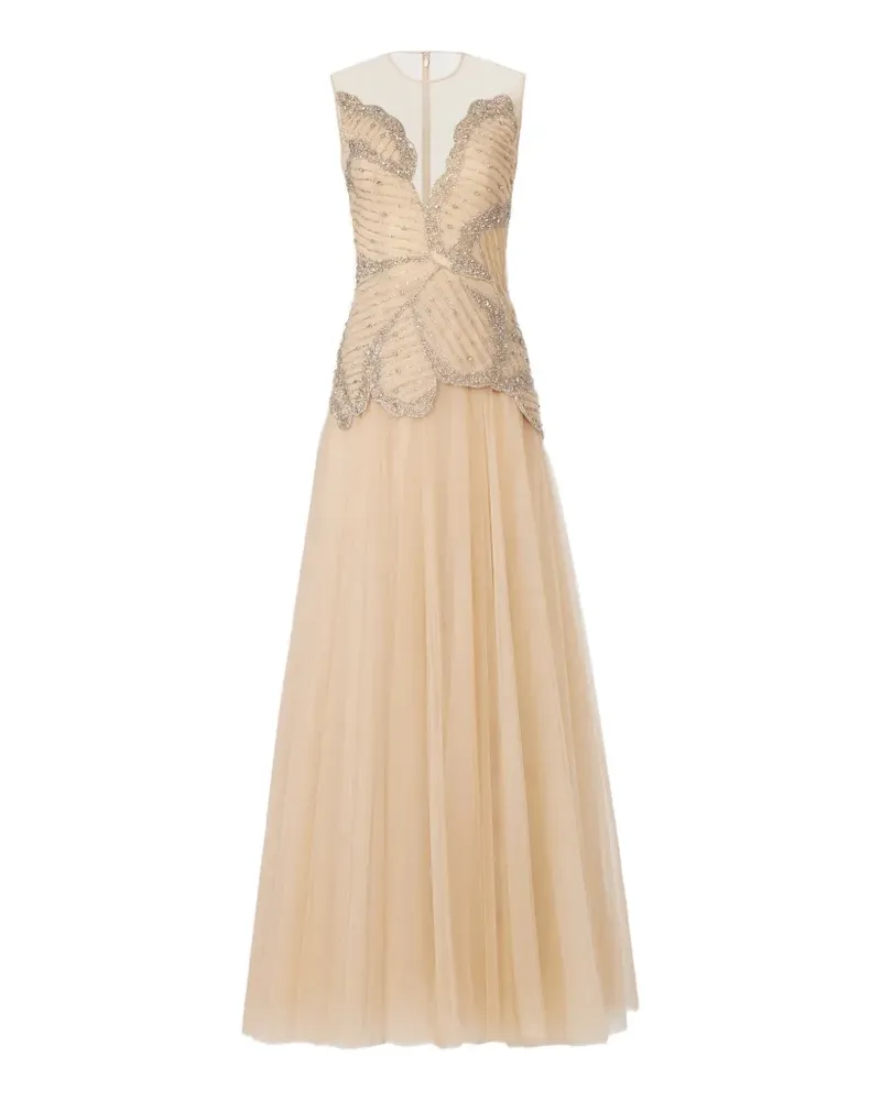 COSTARELLOS Verziertes Arabella Abendkleid - Nude Nude