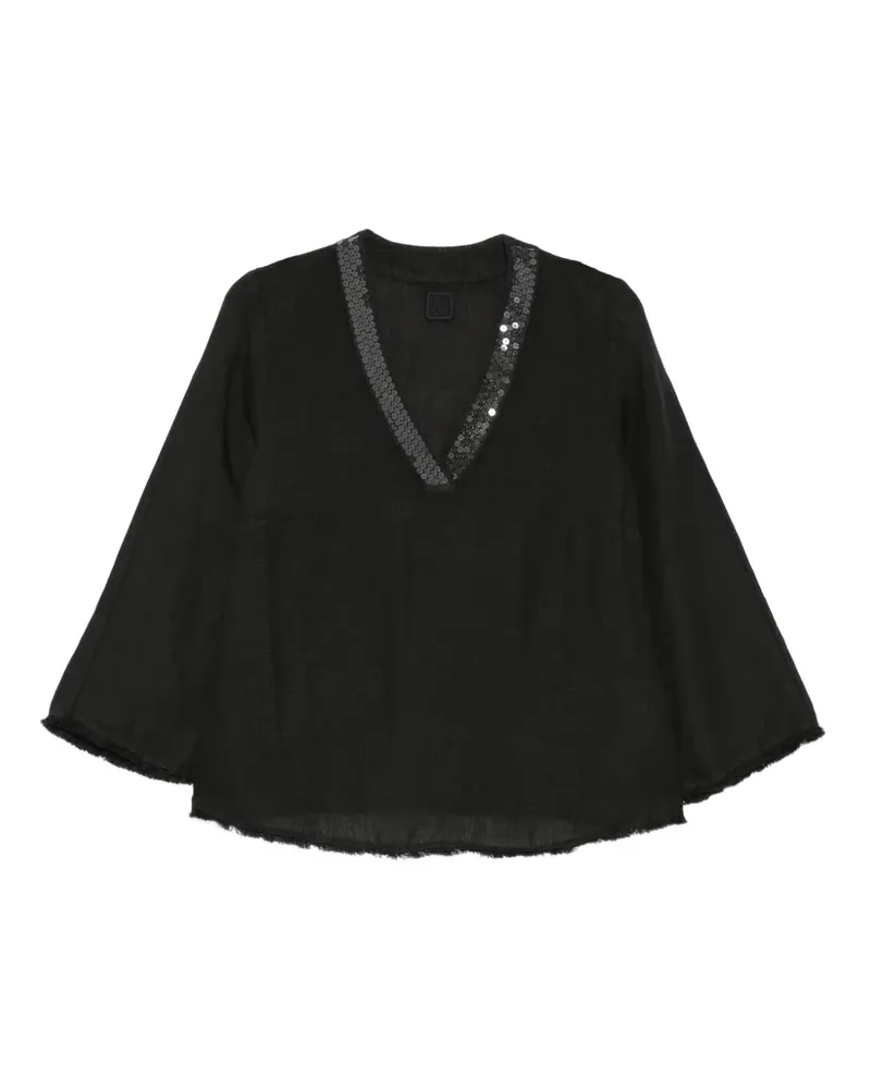 120% Lino sequin-embellished blouse - Schwarz Schwarz