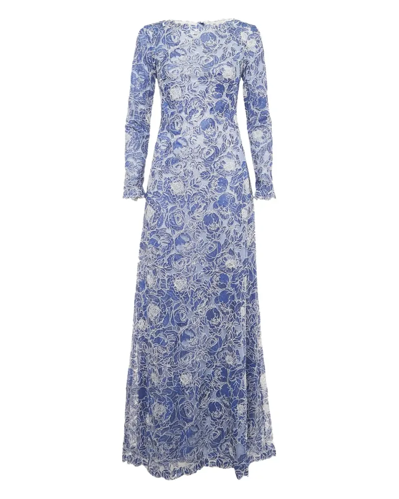 Tadashi Shoji Maxikleid mit Blumenstickerei - Blau Blau