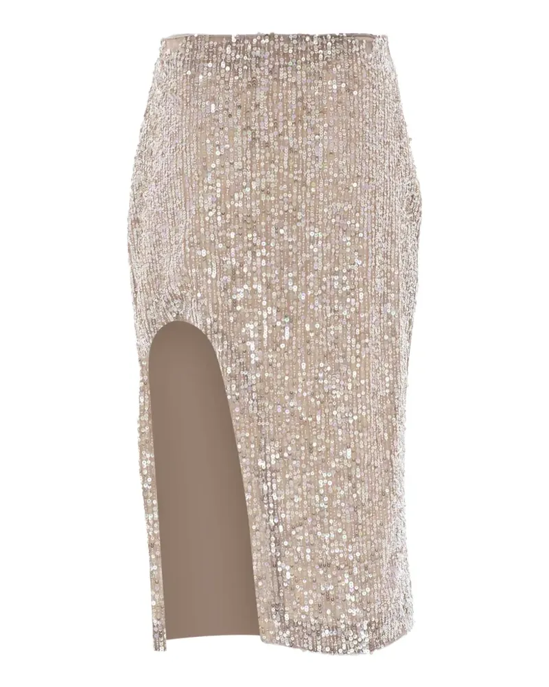 Zeynep Arcay sequin-embellished slit midi skirt - Nude Nude