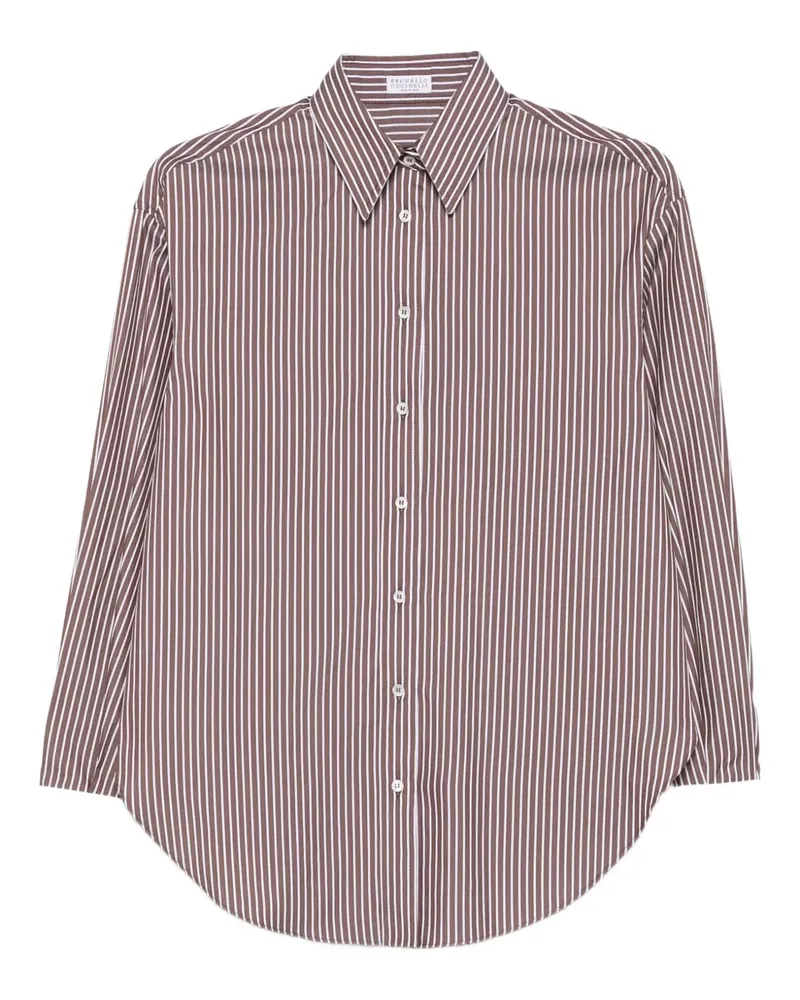 Brunello Cucinelli Gestreiftes Hemd - Braun Braun