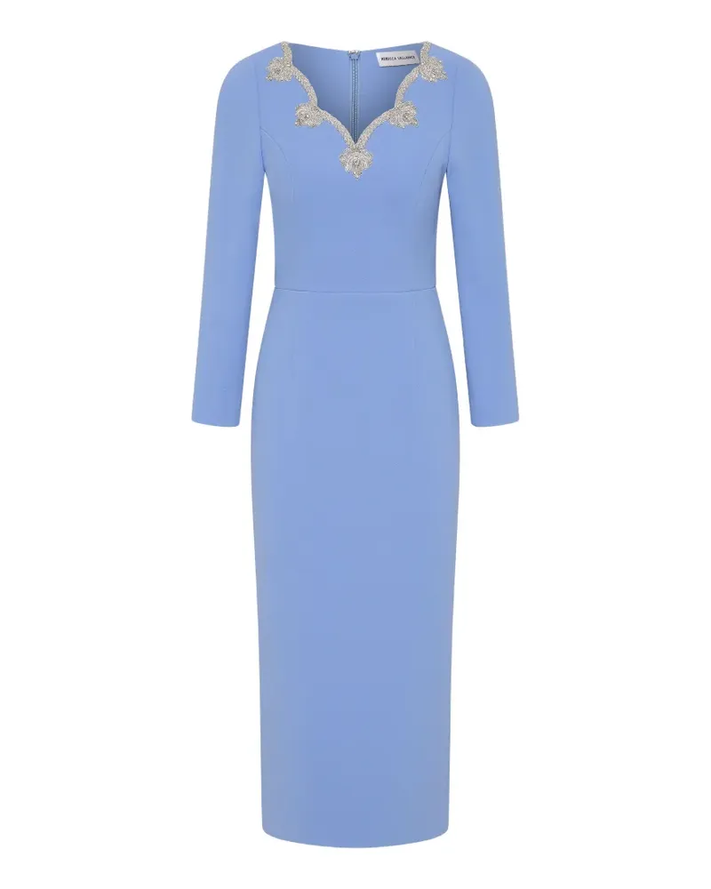 Rebecca Vallance Harlynn Midikleid mit V-Ausschnitt - Blau Blau