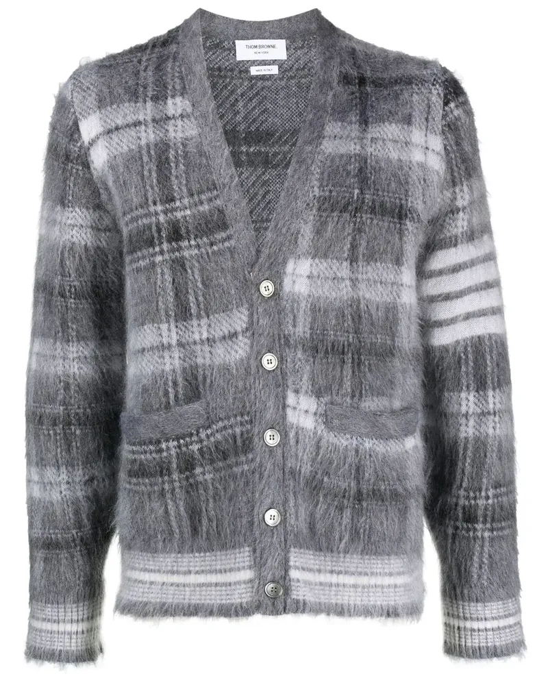 Thom Browne Cardigan mit Logo-Streifen - Grau Grau