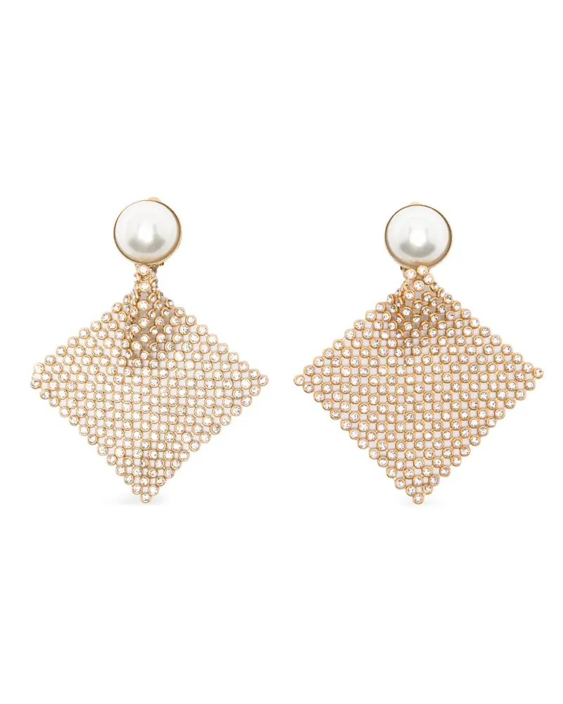 Rosantica Frizz faux-pearl crystal clip-on earrings - Gold Gold