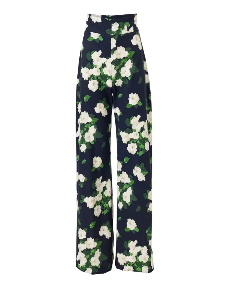 Carolina Herrera New York rose-print trousers - Blau Blau