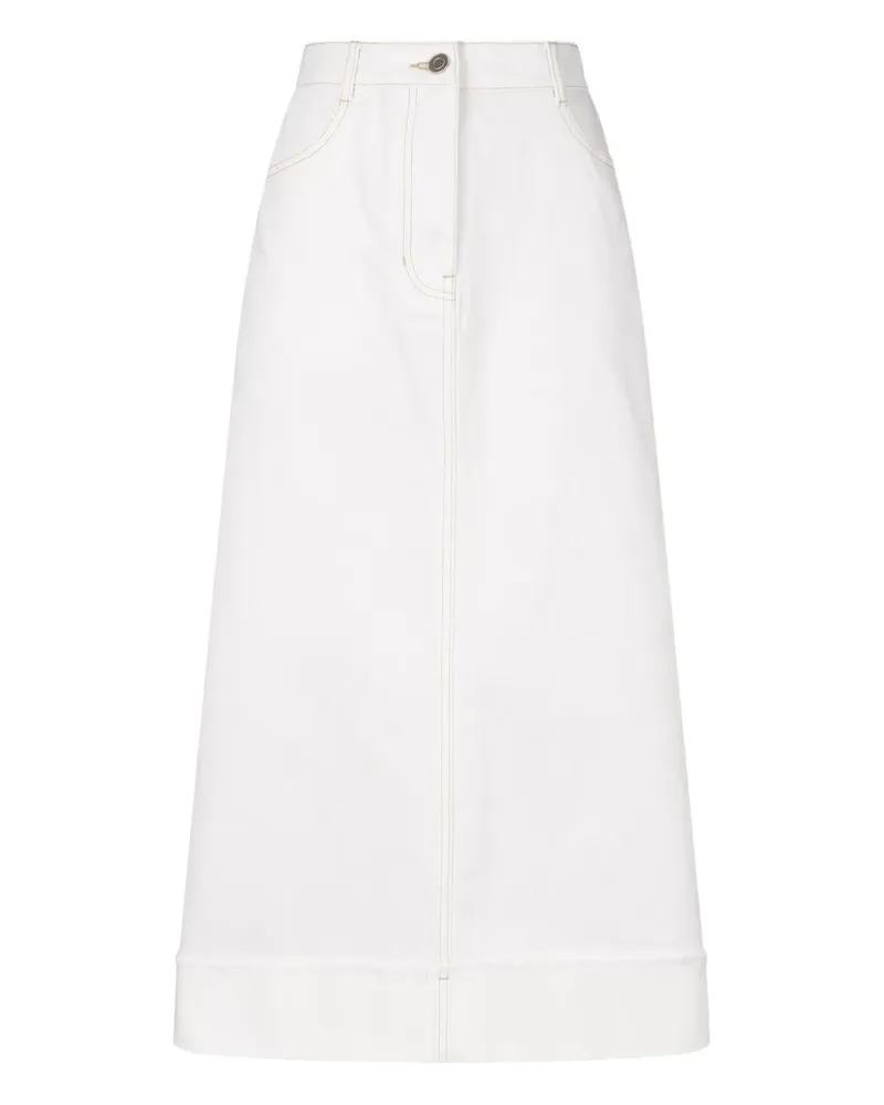 STUDIO TOMBOY frayed-hem denim midi skirt - Weiß Weiß