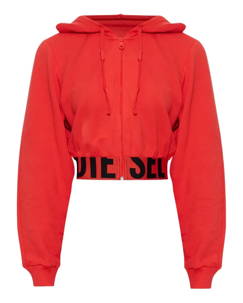 Diesel logo-tape cropped hoodie - Rot Rot