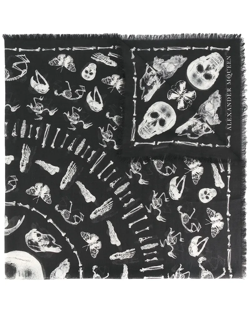 Alexander McQueen Schal mit Totenkopf-Print - Schwarz Schwarz