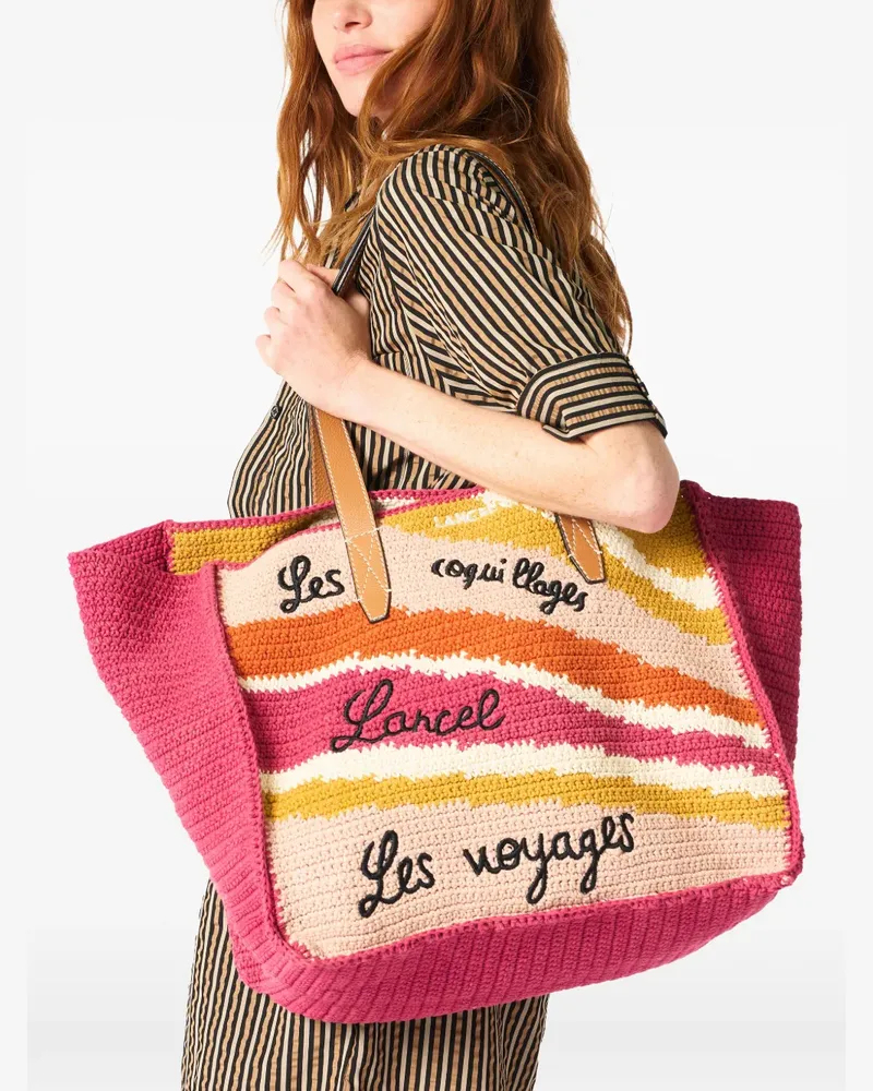Lancel L logo-embroidered tote bag - Rosa Rosa
