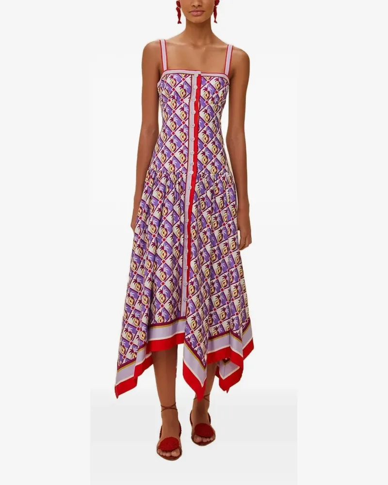 FARM Rio graphic-print handkerchief-hem dress - Violett Violett