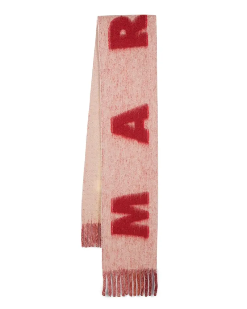 Marni Intarsien-Schal mit Logo - Rot Rot