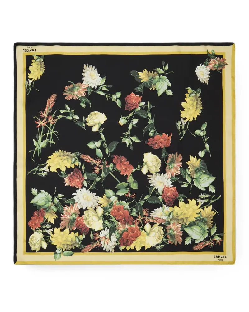 Lancel Schal mit Blumenprint - Schwarz Schwarz