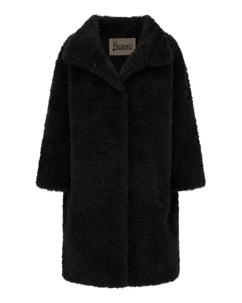 Herno Mantel aus Faux Fur mit Reverskragen - Schwarz Schwarz