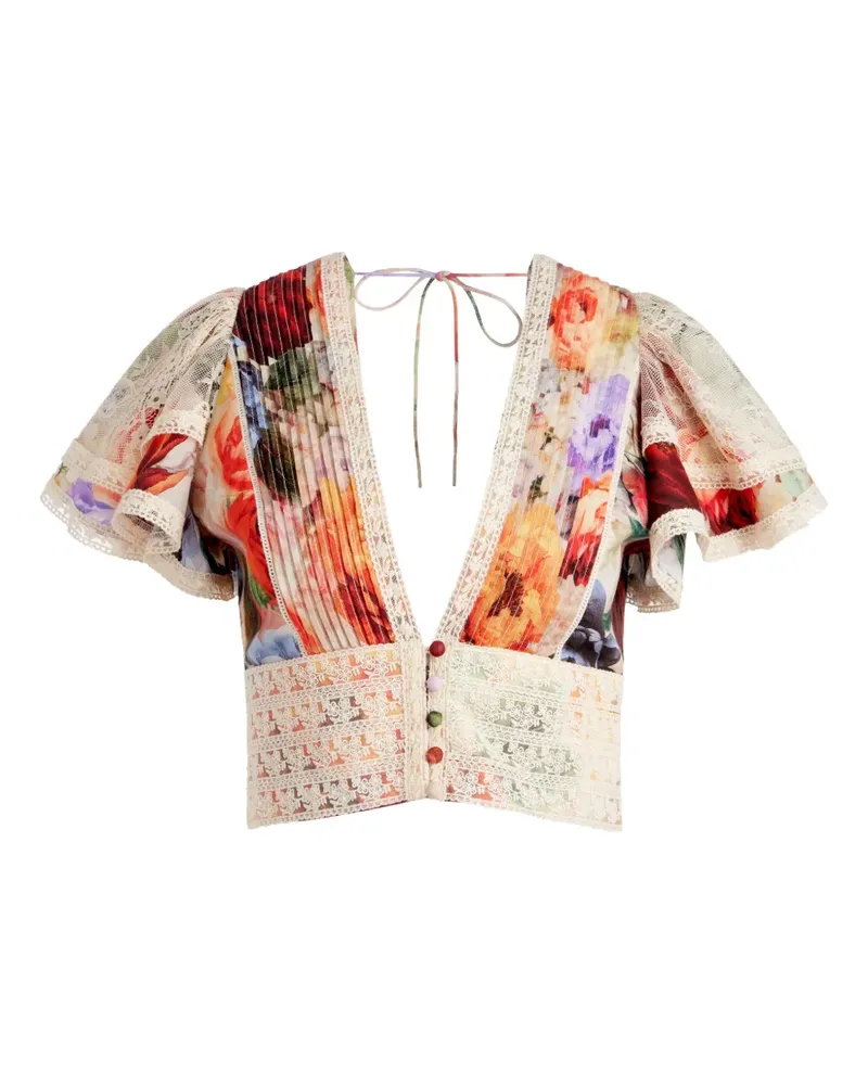 Alice + Olivia Keeley Bluse mit Blumen-Print - Nude Nude