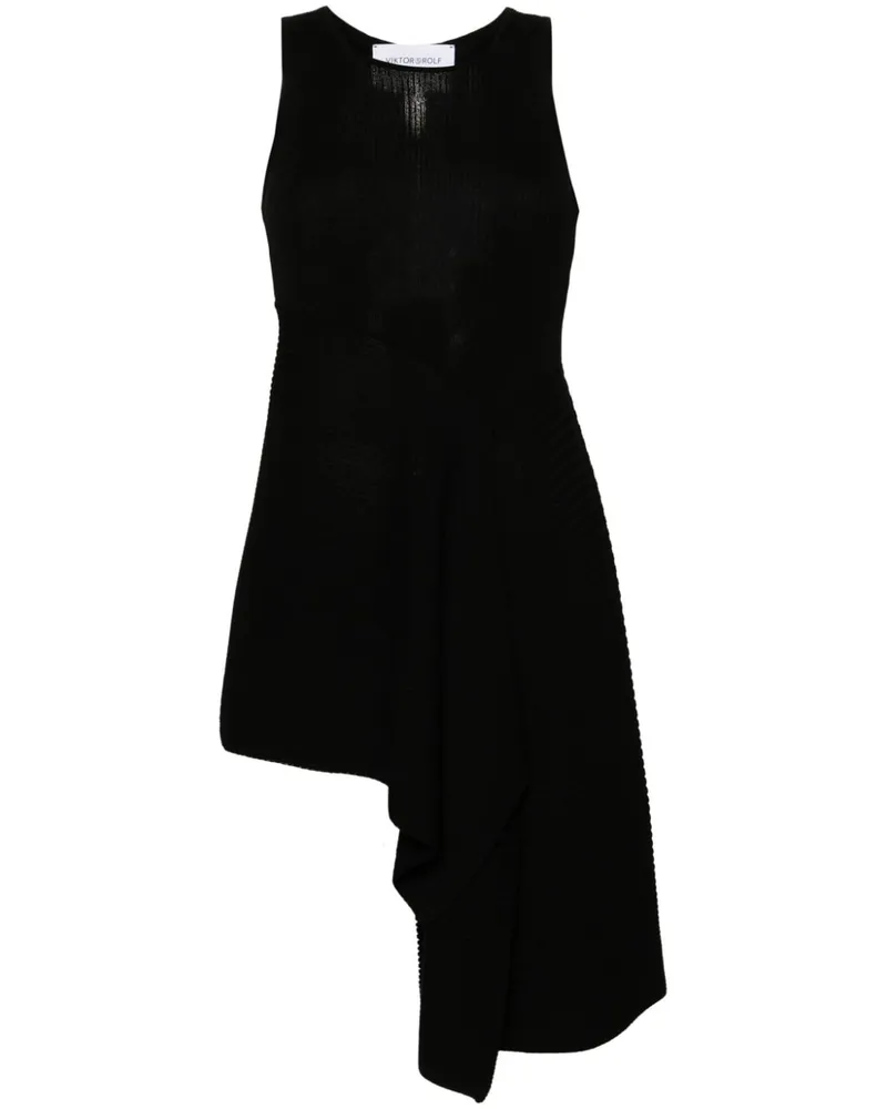Viktor & Rolf Asymmetrisches Volant Top mit Schößchen - Schwarz Schwarz