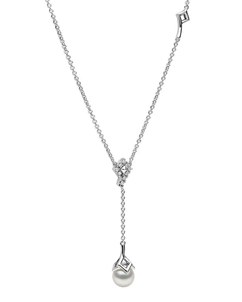 YOKO London 18kt Weißgoldhalskette mit Perle und Diamanten - Silber Silber