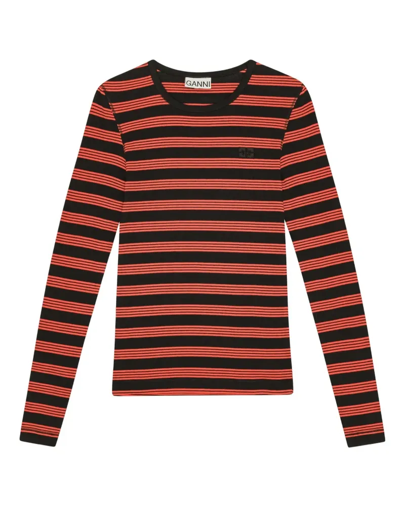 Ganni Gestreiftes T-Shirt - Orange Orange
