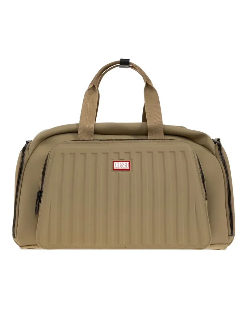 Diesel ribbed logo-patch duffle bag - Nude Nude