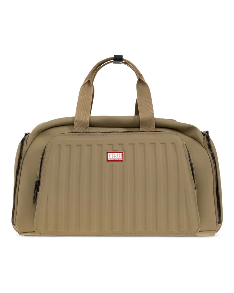 Diesel ribbed logo-patch duffle bag - Nude Nude