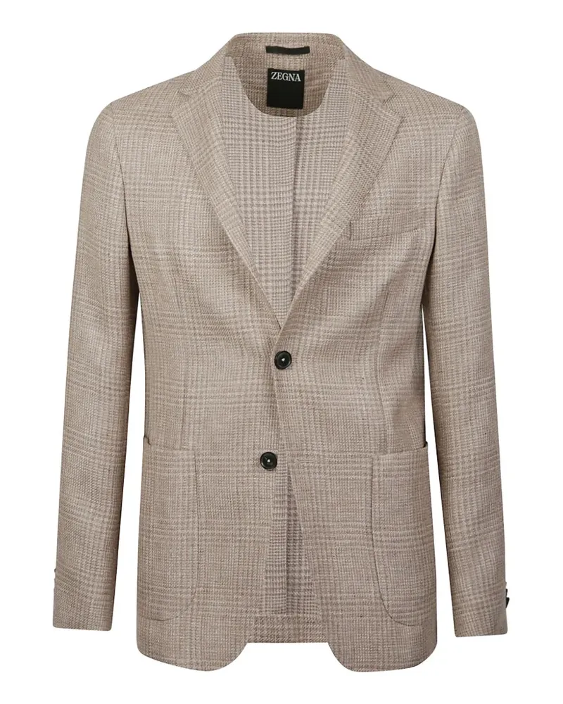 Ermenegildo Zegna check wool jacket - Nude Nude