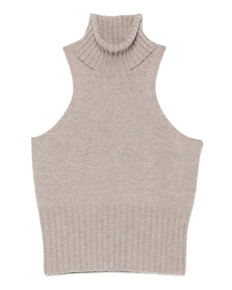SOLOTRE Gerippter Rollkragenpullover - Nude Nude