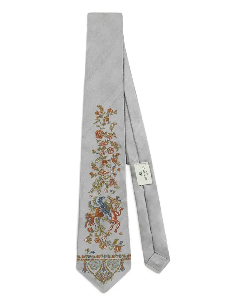 Etro Flora Fauna Krawatte aus Jacquard - Grau Grau