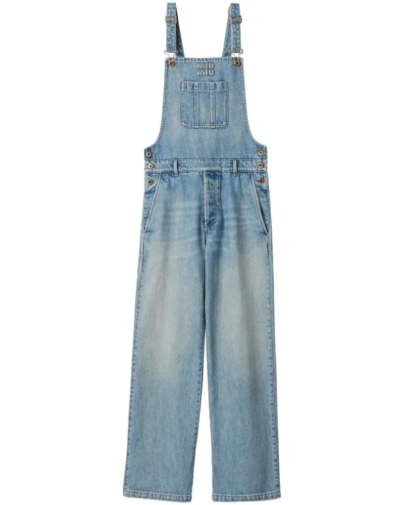 Miu Miu Jeans-Jumpsuit mit Logo-Applikation - Blau Blau