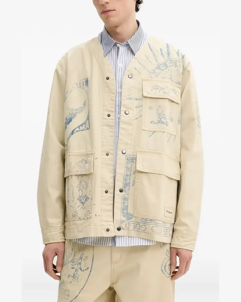 Desigual Jacke mit Zeichnungs-Print - Nude Nude