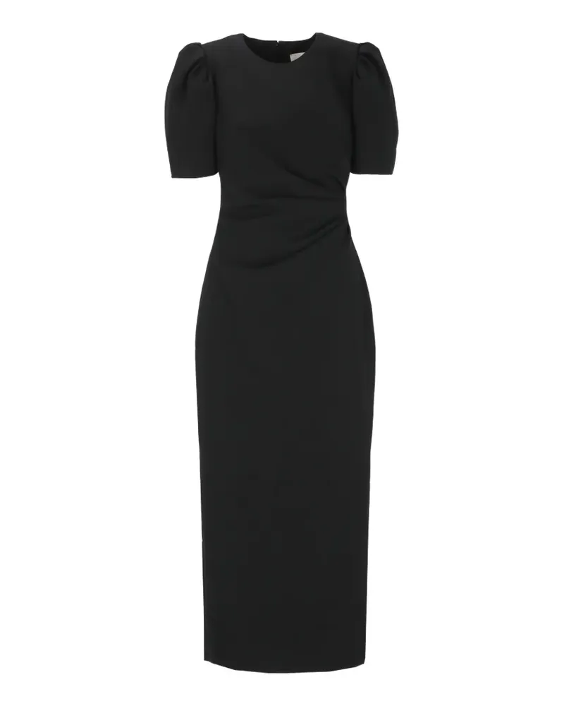 Carolina Herrera New York Drapiertes Midikleid mit Puffärmeln - Schwarz Schwarz