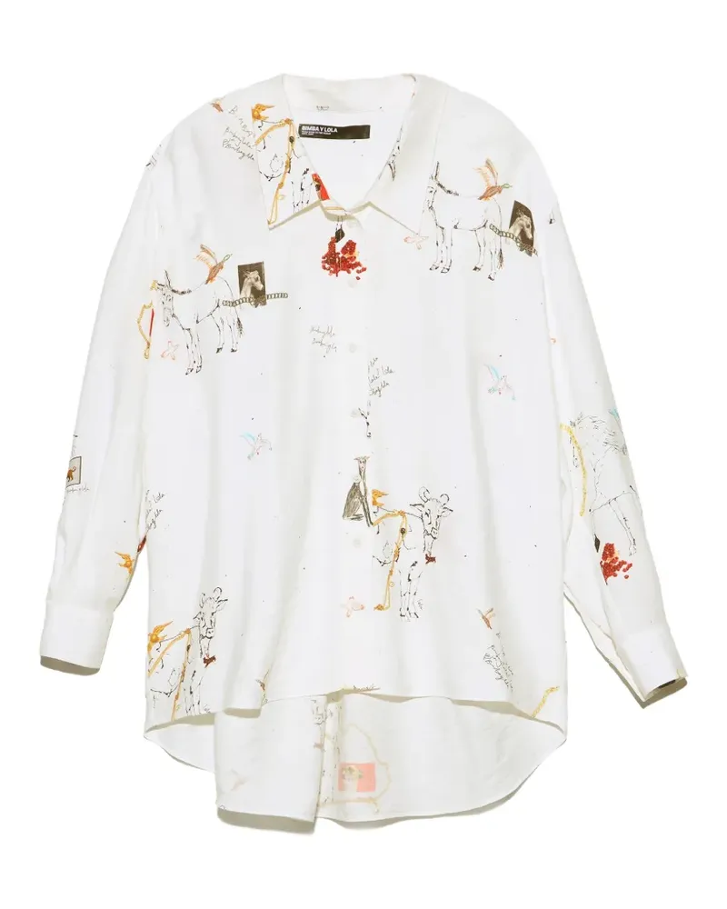 BIMBA Y LOLA Collage-Hemd mit Animal-Kette - Weiß Weiß