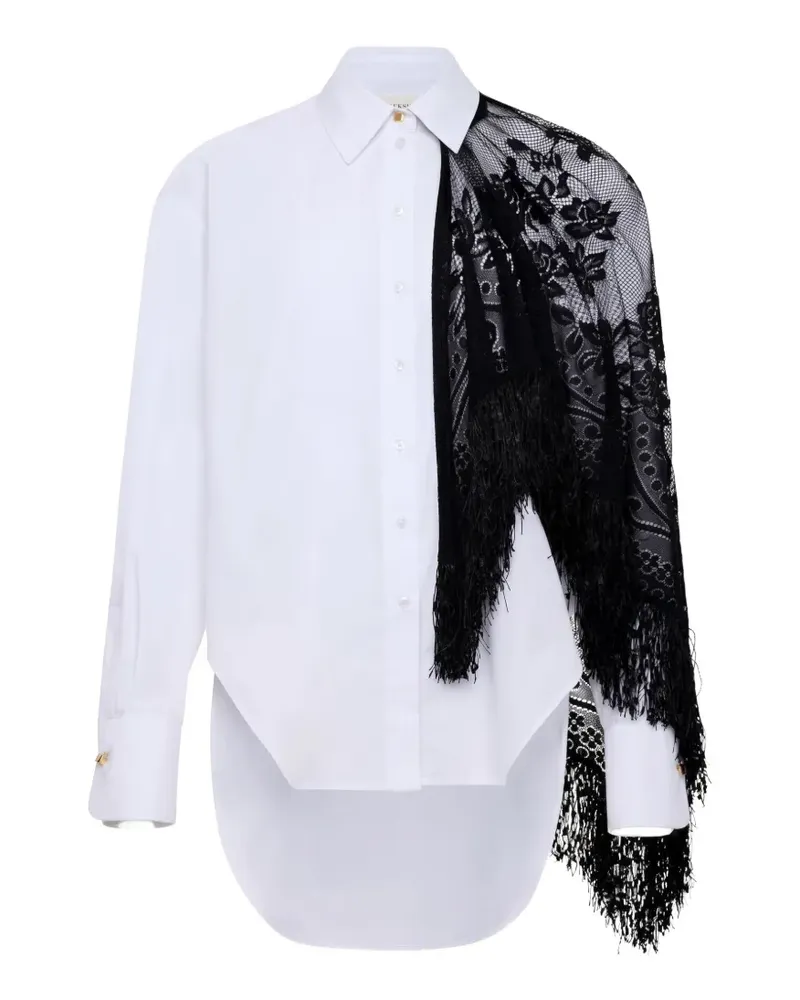 Hellessy Lowel lace-panelled fringed shirt - Weiß Weiß