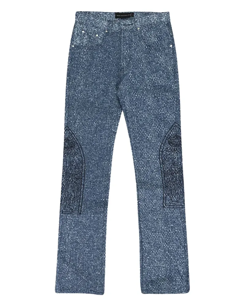WHO DECIDES WAR textured-finish jeans - Blau Blau
