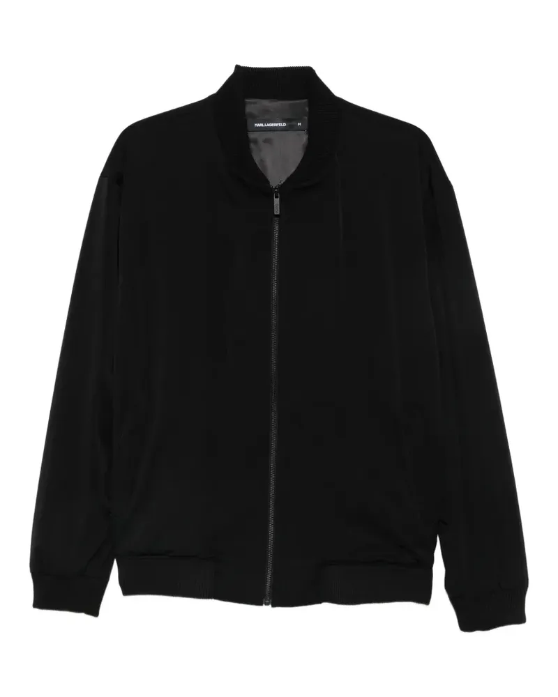 Karl Lagerfeld ribbed-trim zip-up jacket - Schwarz Schwarz
