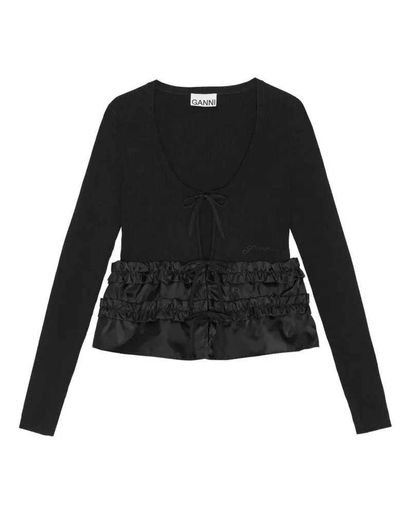 Ganni Bluse mit Volants - Schwarz Schwarz
