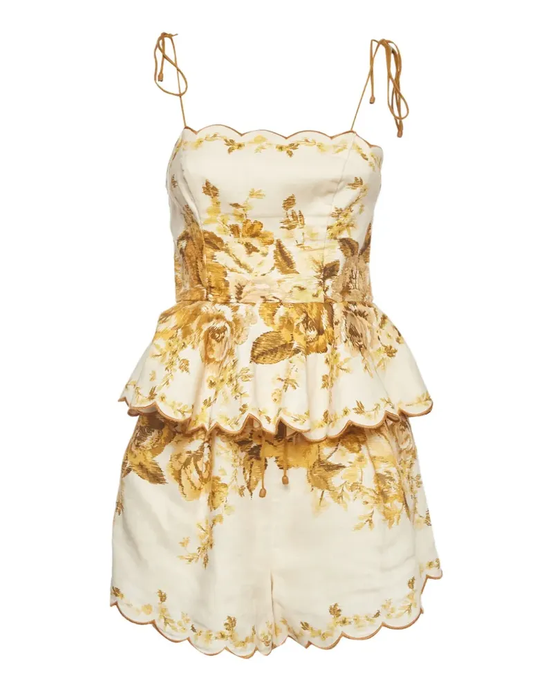 Zimmermann Aliane floral-print shorts (set of two) - Nude Nude