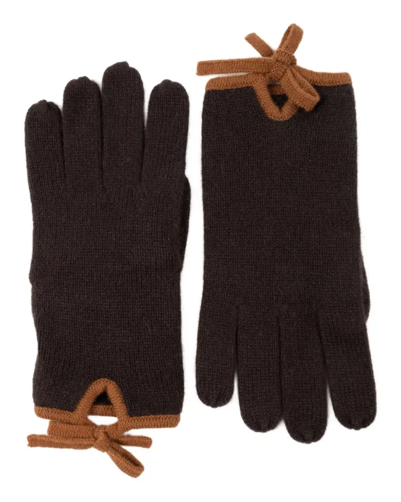 ALLUDE bow-detail knitted gloves - Braun Braun