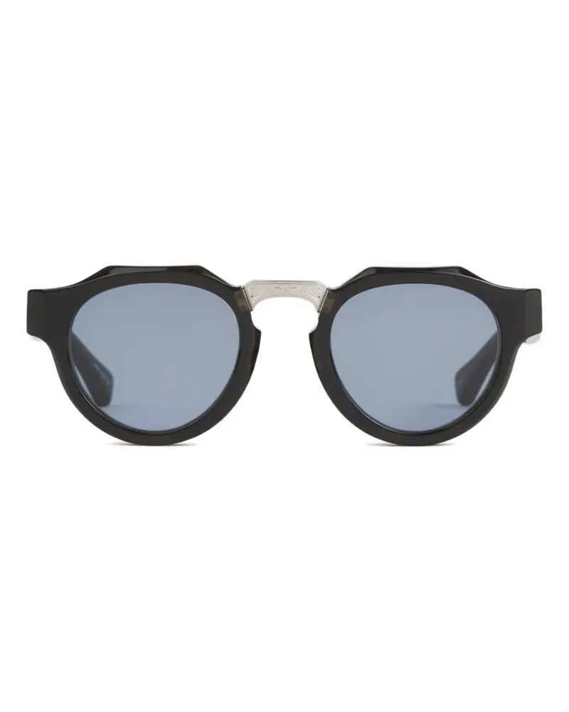 MATSUDA Gravierte Sonnenbrille mit rundem Gestell - Schwarz Schwarz