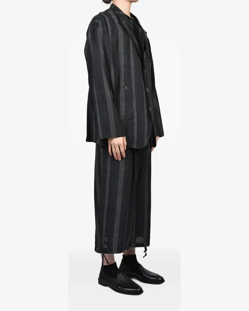 Yohji Yamamoto Gestreiftes Sakko - Schwarz Schwarz