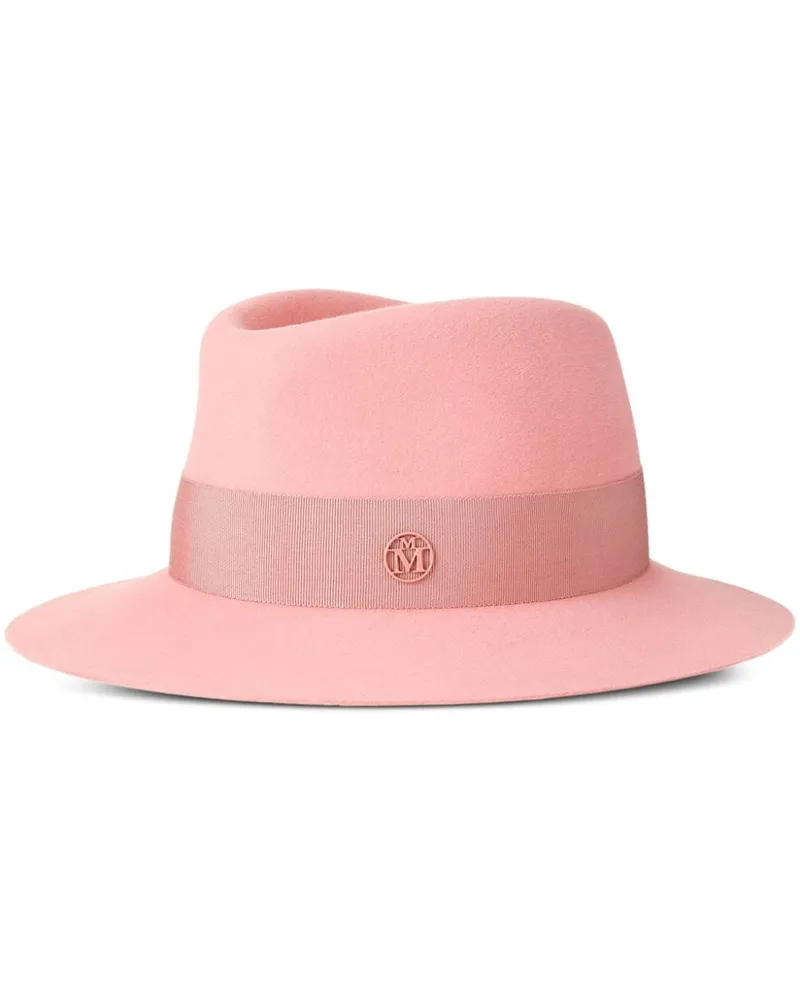 Maison Michel Andre Fedora mit Logo-Schild - Rosa Rosa