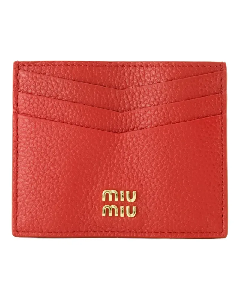 Miu Miu logo-lettering grained-leather cardholder - Rot Rot