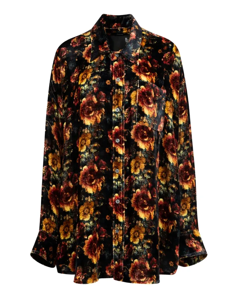 R13 drop neck floral shirt - Schwarz Schwarz