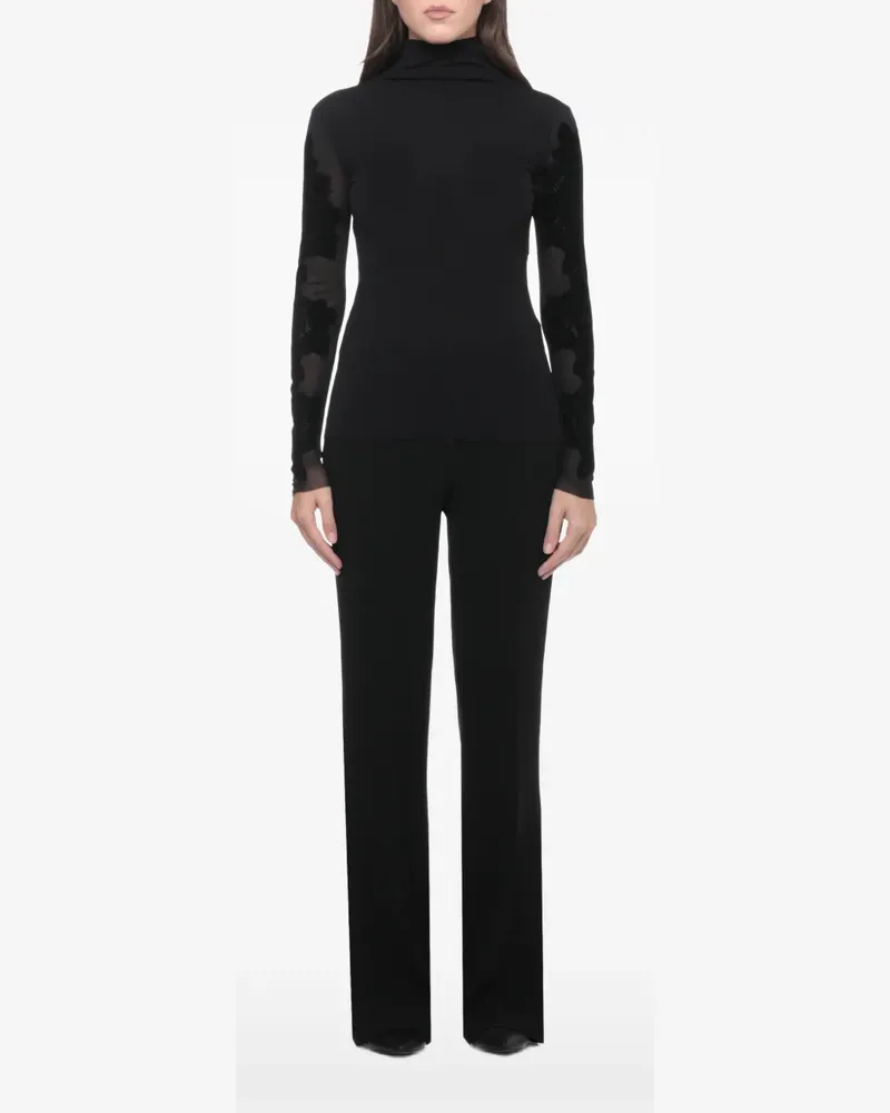 D.EXTERIOR lace-panel roll-neck top - Schwarz Schwarz